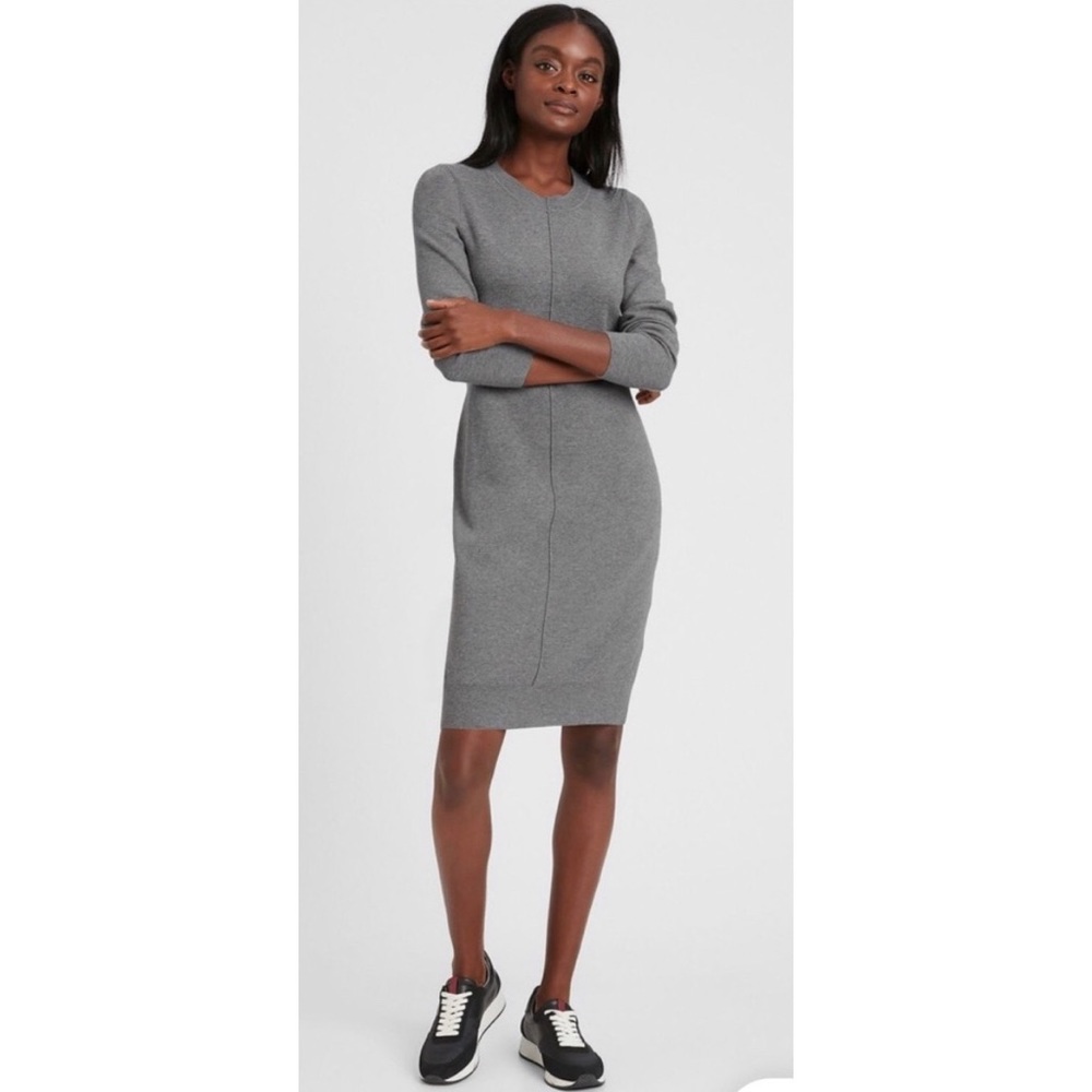 NWT Banana Republic Crewneck Sweater Dress - Heather Grey - XS